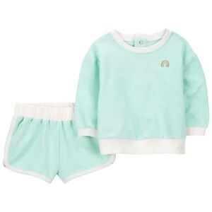 NB Carters Turquoise crew neck and short set